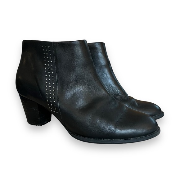 Vionic Shoes - Vionic Georgia Black Smooth Leather Silver Studded Ankle Bootie Boot Shoe 9